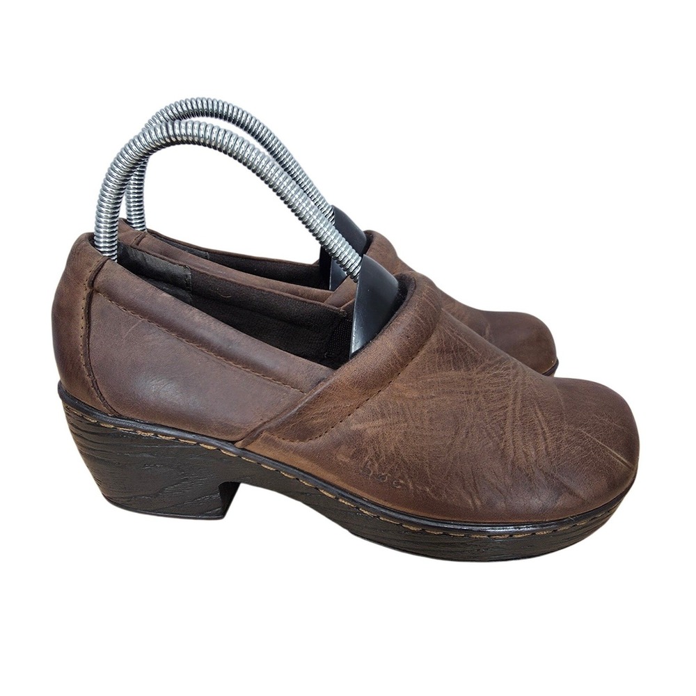 BOC Preggy Clogs Womens 8.5 M Brown Leather Mules Nursing Teacher Granola Girl